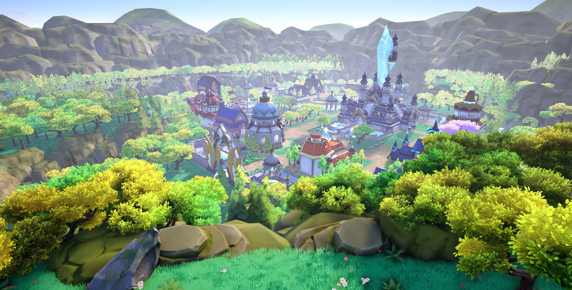 environmental scene of valthirian arc hero school story console game academy grounds and forest
