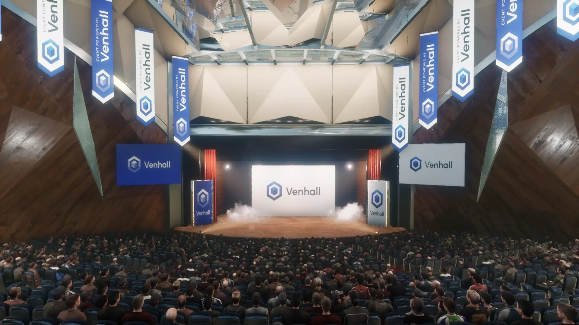 venhall interactive 3d virtual event venue building conference hall for seminar and webinar