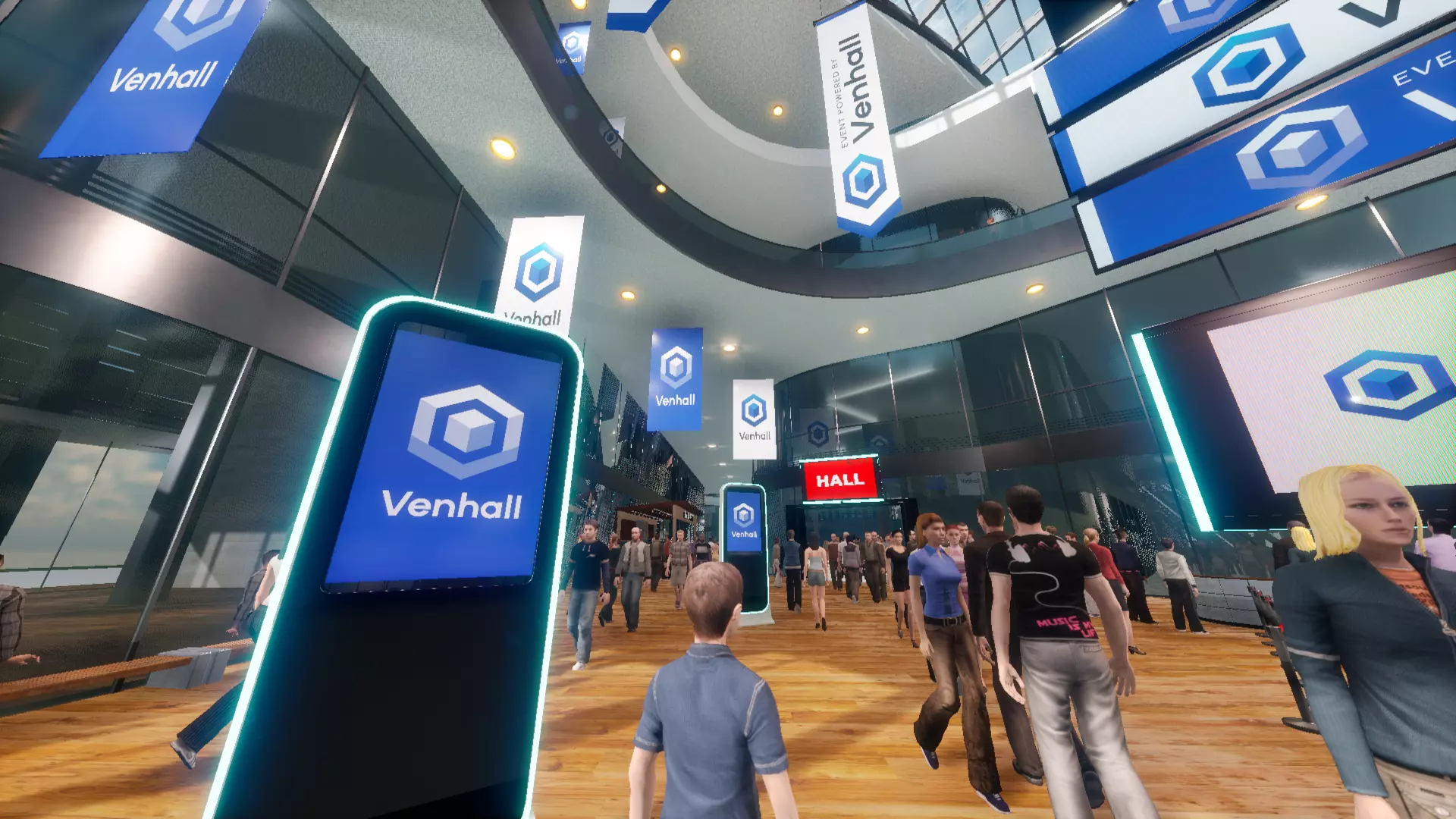 venhall interactive 3d virtual event venue building lobby hall